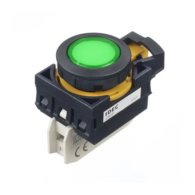 Idec CW Series Push Button Switch 22 mm Cutout Round Green IP66 CW1P-1EQ4G