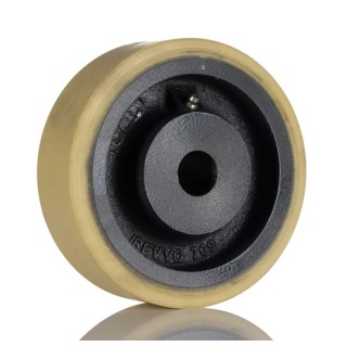 Revvo Polyurethane Trolley Wheel 150mm Diameter 50mm Width Cast Iron Hub Plain Bore 25mm Bore Diameter 55mm Bore 420-8911