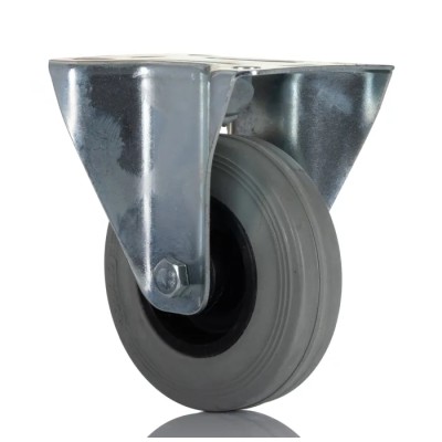 RS PRO Fixed Castor Industrial Wheel 70 kg Load Capacity 100 mm Diameter Rubber Tire Nylon Hub 828-6319