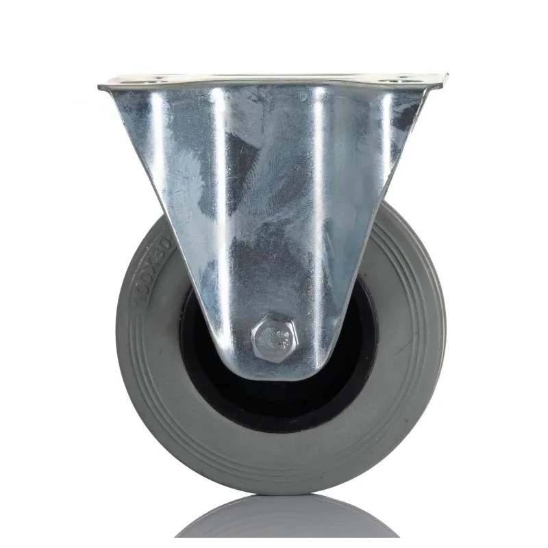 RS PRO Fixed Castor Industrial Wheel 70 kg Load Capacity 100 mm Diameter Rubber Tire Nylon Hub 828-6319