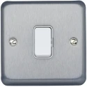 MK Electric Satin Gold Brushed Chrome Grey 2 Way DP Light Switch 1 Gang 10A 440V Albany Plus K4671BRC