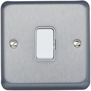 MK Electric Satin Gold Brushed Chrome Grey 2 Way DP Light Switch 1 Gang 10A 440V Albany Plus K4671BRC