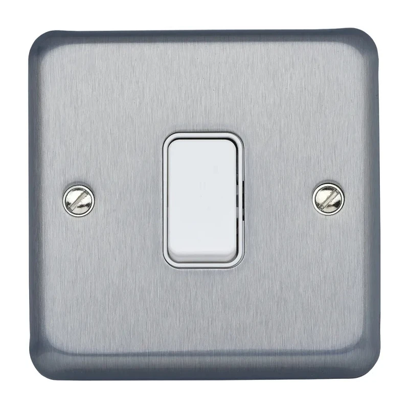MK Electric Satin Gold Brushed Chrome Grey 2 Way DP Light Switch 1 Gang 10A 440V Albany Plus K4671BRC