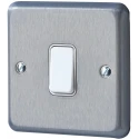 MK Electric Satin Gold Brushed Chrome Grey 2 Way DP Light Switch 1 Gang 10A 440V Albany Plus K4671BRC