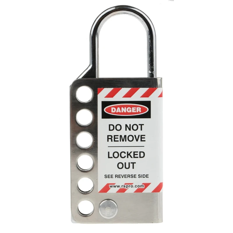 RS PRO Chrome 6-Lock Lockout Hasp Stainless Steel Sheet with 8.25 mm Shackle Diameter 862-5155
