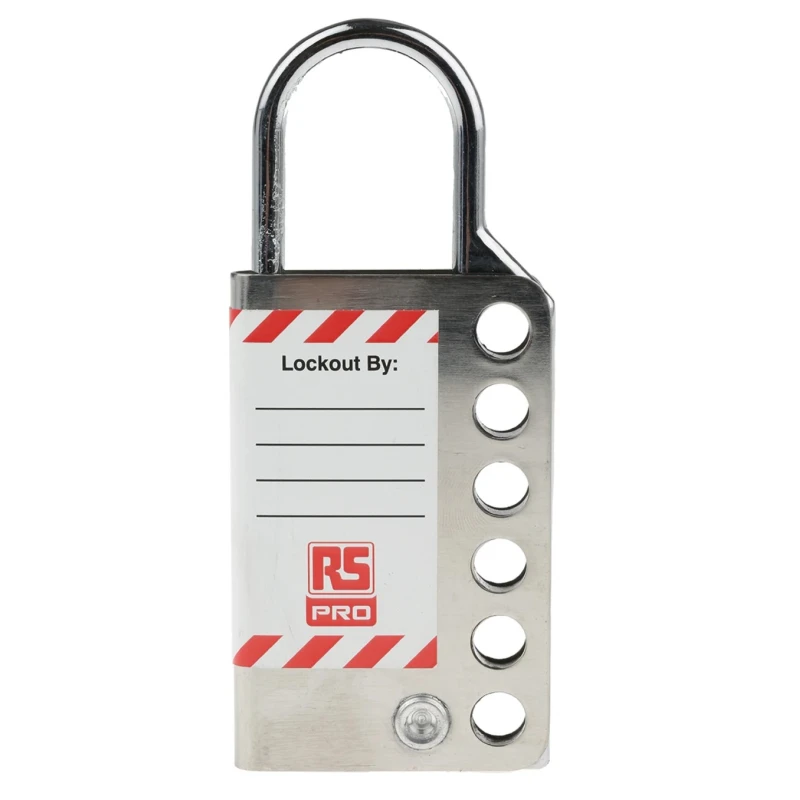 RS PRO Chrome 6-Lock Lockout Hasp Stainless Steel Sheet with 8.25 mm Shackle Diameter 862-5155