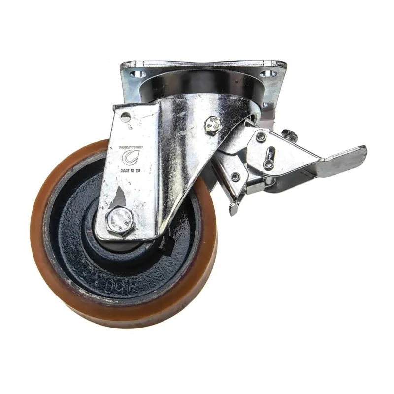 LAG Braked Swivel Castor, Galvanised Steel Frame, Polyurethane Wheel 150 mm Diameter, 450 kg Load Capacity, Ball 23617 FV