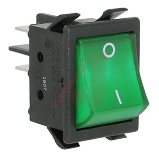 ZF Illuminated DPST On-Off On-Off Rocker Switch Panel Nylon Housing Green Actuator WRG32F2FBGLN