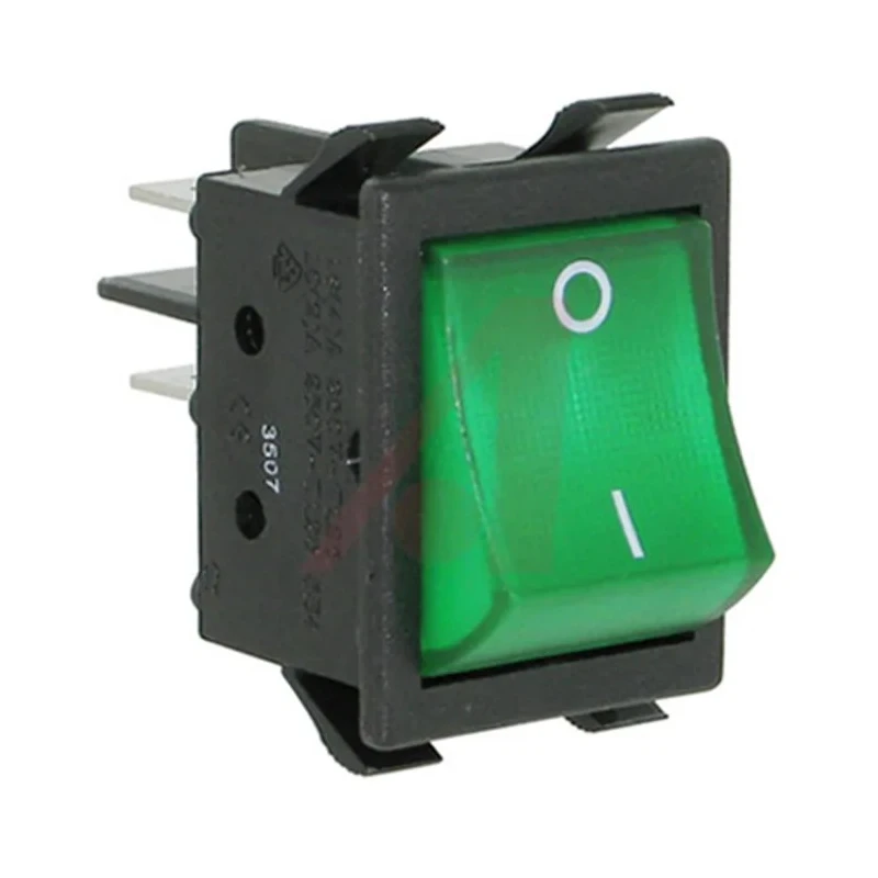 ZF Illuminated DPST On-Off On-Off Rocker Switch Panel Nylon Housing Green Actuator WRG32F2FBGLN