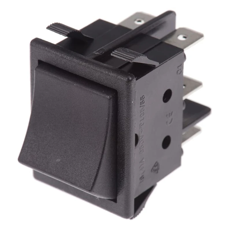 ZF DPDT On-On On-On Rocker Switch Panel Black Rectangular Actuator Polyester Housing IP67 WRG33F2BBBNN