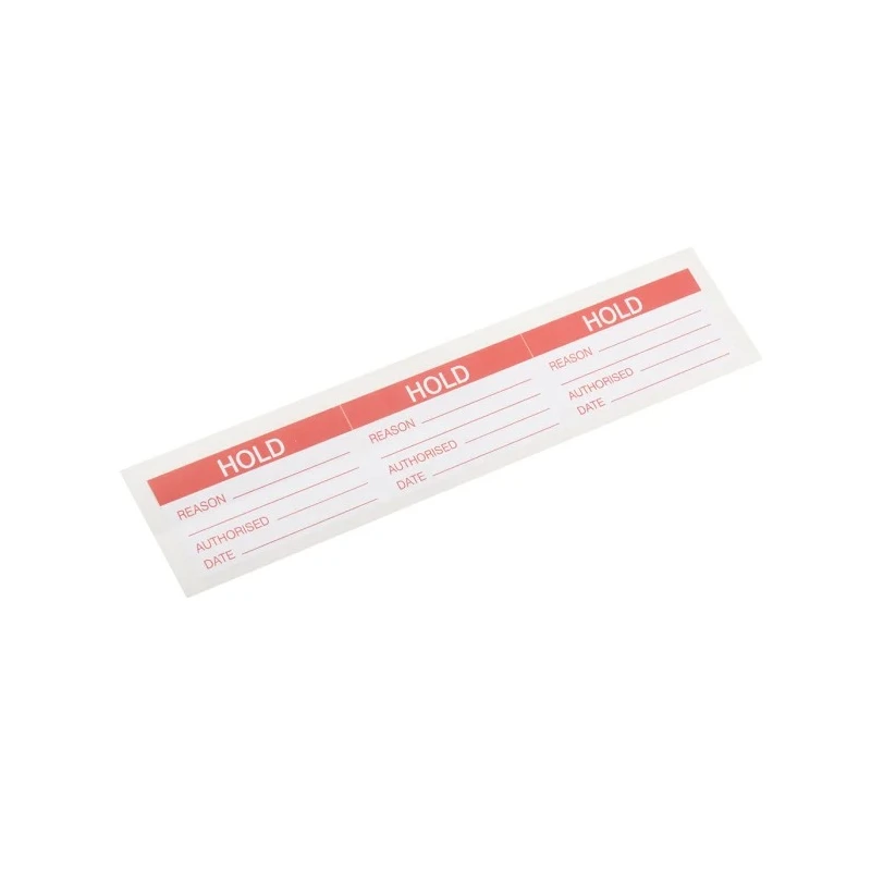 RS PRO Pre-Printed Adhesive Vinyl Label Red Text Hold 70mm x 38mm 30 Per Pack 445-4029