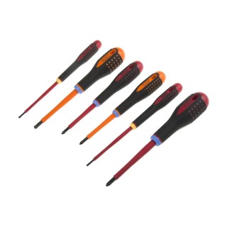 Bahco Insulated Phillips, Pozidriv and Slotted Screwdriver Set 6-Piece BE-9884S