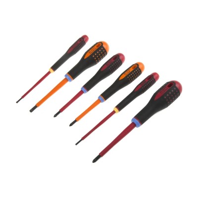 Bahco Insulated Phillips, Pozidriv and Slotted Screwdriver Set 6-Piece BE-9884S