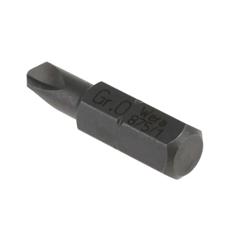 Wera Tri-Wing Screwdriver Bit, 0.25 mm Tip, TW0 Size, Hex Drive, Stainless Steel Chrome Plated 05073980001