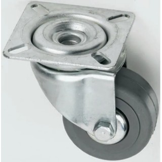 Tente Industrial Swivel Castor with 75 kg Load Capacity, 100 mm Rubber Wheel, Roller Bearing Hub 3360PVR100P62PAF