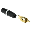 Re-An Products Black, White Straight RCA Plug, Gold Plated, Brass Housing, 1A Current NYS373-9