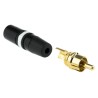 Re-An Products Black, White Straight RCA Plug, Gold Plated, Brass Housing, 1A Current NYS373-9