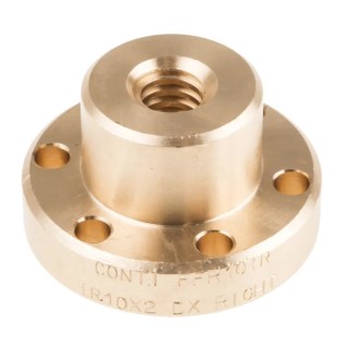 RS PRO 2 mm Flanged Round Nut For Lead Screw 10 mm Bronze Material Overall Length 25 mm 862-5326