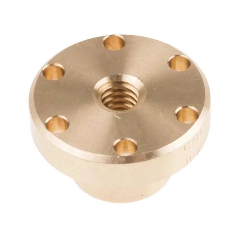 RS PRO 2 mm Flanged Round Nut For Lead Screw 10 mm Bronze Material Overall Length 25 mm 862-5326