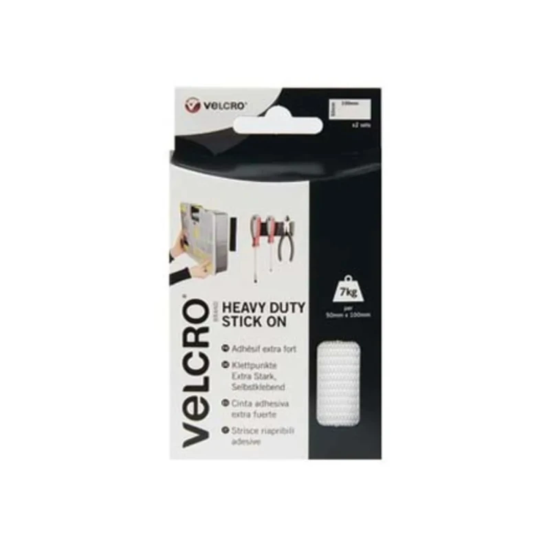Velcro White Hook & Loop Tape 50mm x 100mm Rubber Resin Heavy Duty Self Adhesive Strips EC60240