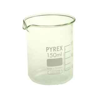 RS PRO Borosilicate Glass 150ml Low Form Beaker, Length 80mm, ISO 3819 Compliant 461-1109