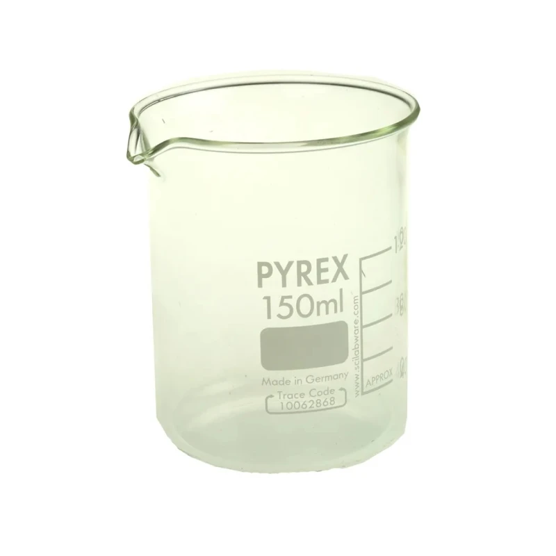 RS PRO Borosilicate Glass 150ml Low Form Beaker, Length 80mm, ISO 3819 Compliant 461-1109