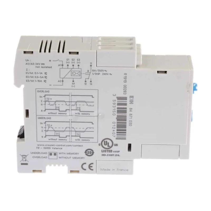Crouzet 1 Phase SPDT Monitoring Relay, DIN Rail Mount, 0.1A to 10A, 24 V dc, Model 84871030
