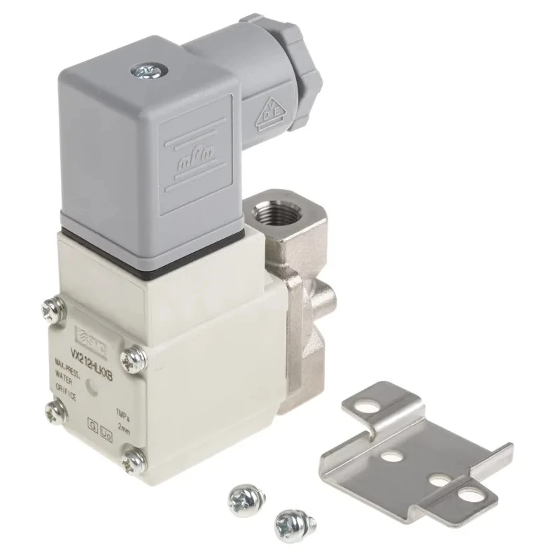 SMC Pneumatic Solenoid Valve 2/2 NC Solenoid/Spring Actuation G 1/8 Threaded Port 230V AC Stainless Steel VX212HLKXB