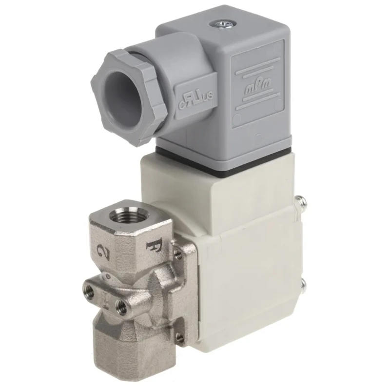 SMC Pneumatic Solenoid Valve 2/2 NC Solenoid/Spring Actuation G 1/8 Threaded Port 230V AC Stainless Steel VX212HLKXB