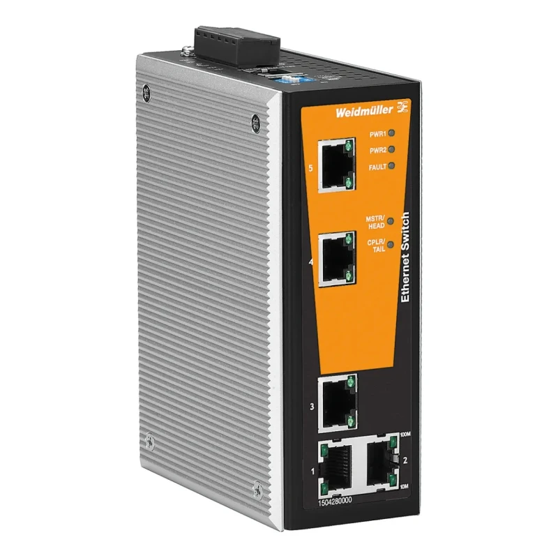 Weidmüller Managed 5 Port Fast Ethernet Switch 100Mbps IP30 Metal Housing 1504280000