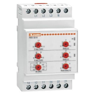 Lovato Electric Monitoring Relay 3 Phase SPDT DIN Rail 208V AC 240V AC PMV50NA240