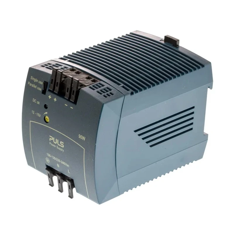 Mean Well MiniLine Switched Mode DIN Rail Power Supply 120V AC, 240V AC Input, 15V DC, 7.5 A Output, 90W ML100.102
