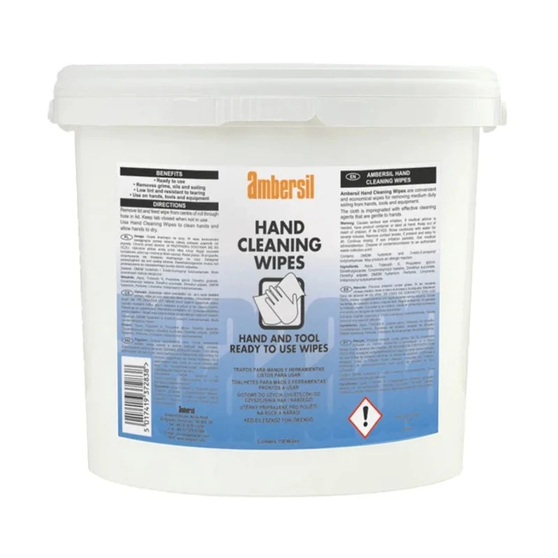 Ambersil Wet Hand Wipes, Tub of 150, 265 x 265 mm, Single Use 31798-AB