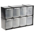 RS PRO Drawer Storage Unit 8 Plastic Drawers 208 mm x 325 mm x 90 mm Black 909-6990