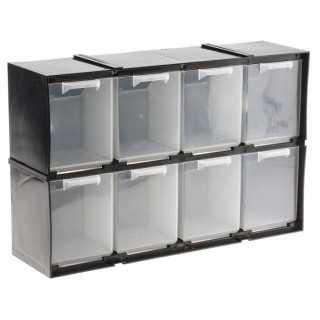 RS PRO Drawer Storage Unit 8 Plastic Drawers 208 mm x 325 mm x 90 mm Black 909-6990