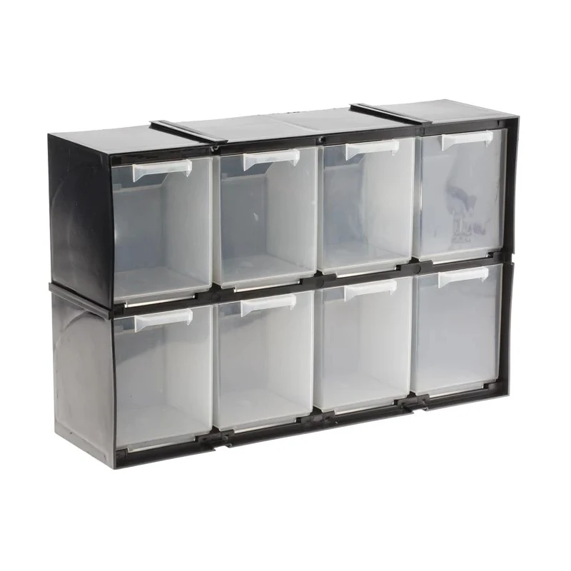 RS PRO Drawer Storage Unit 8 Plastic Drawers 208 mm x 325 mm x 90 mm Black 909-6990