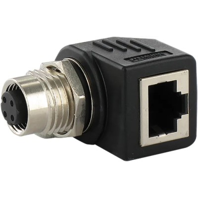 Murrelektronik Limited Right Angle Circular Connector Adapter 4 M12 Male 1 RJ45 Female 7000-44681-0000000