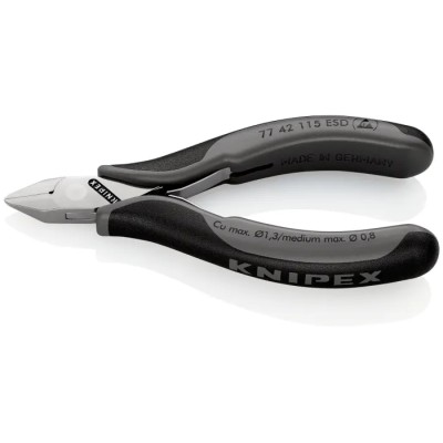 Knipex Side Cutter 115mm ESD Safe Diagonal Cutter Without Bevel Steel Jaw Plastic Grip Bi-Metal Handle 77 42 115 ESDRS