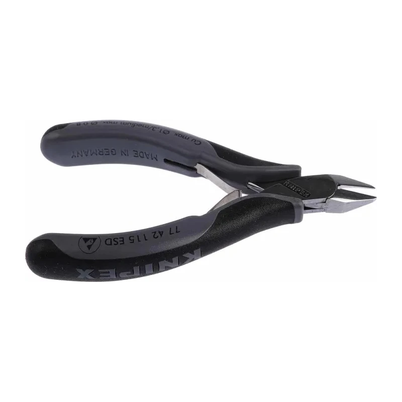 Knipex Side Cutter 115mm ESD Safe Diagonal Cutter Without Bevel Steel Jaw Plastic Grip Bi-Metal Handle 77 42 115 ESDRS
