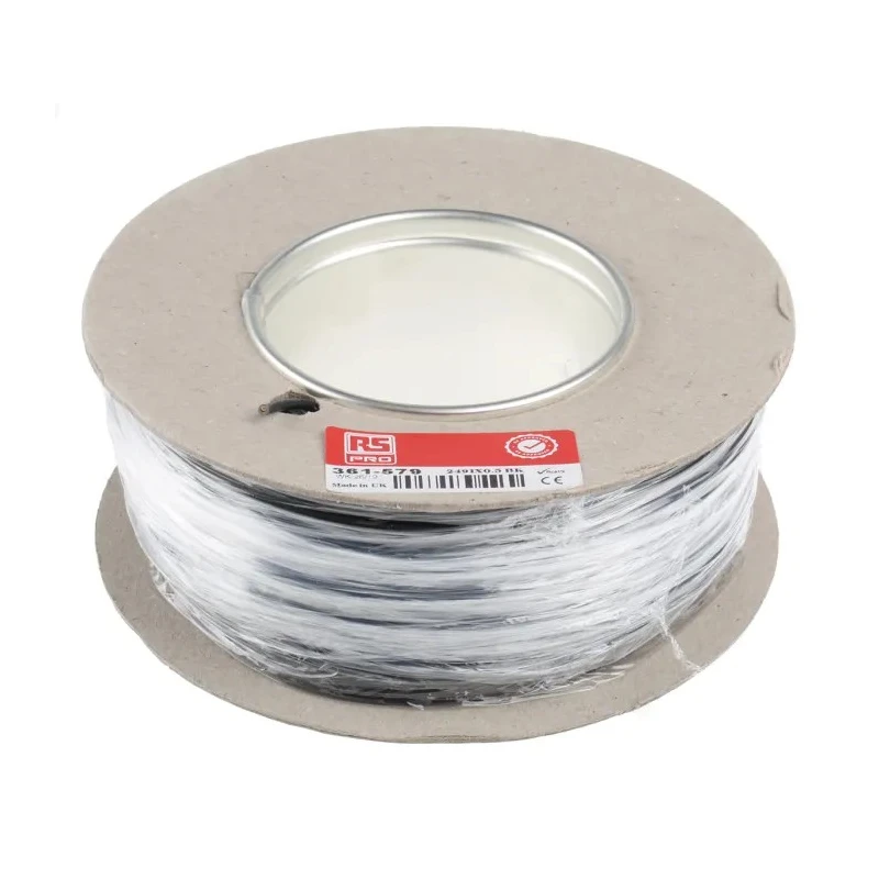 RS PRO 2491X Series Black Hook Up Wire 20 AWG, 16/0.2 mm Core Strands, 100 m Length, Polyvinyl Chloride Insulation 361-579