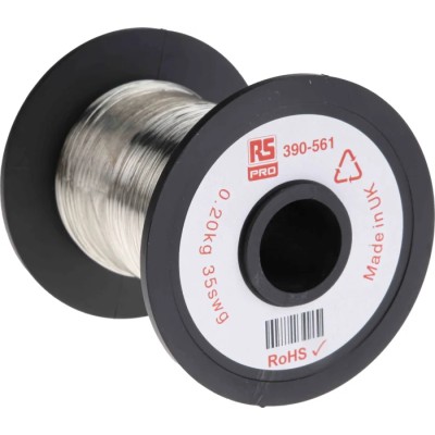 RS PRO 0.21 mm OD Tinned Copper Wire Single Strand 717 m Reel 390-561