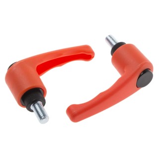RS PRO Clamping Lever, Male Thread M8 x 15 mm Thermoplastic Handle Steel Shaft Orange 65mm Length 478-321