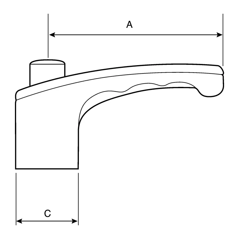 RS PRO Clamping Lever M6 x 10 mm Fibreglass Reinforced Nylon Handle Stainless Steel Shaft Black 478-797