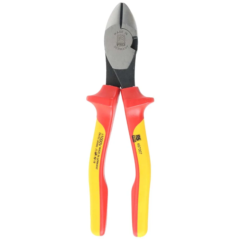 RS PRO VDE/1000V Approved Diagonal Side Cutter Steel Jaw 10mm Width, 180mm Length 497-007