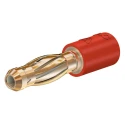 Staubli Red Test Connector Adapter with Brass Contacts and Gold Plating, 25A, 4 mm to 2 mm, Voltage 30V/60V AC 24.0106-22