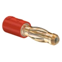 Staubli Red Test Connector Adapter with Brass Contacts and Gold Plating, 25A, 4 mm to 2 mm, Voltage 30V/60V AC 24.0106-22