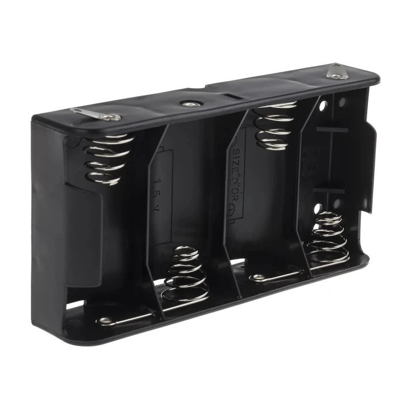 RS PRO D Battery Holder Chassis Mount Polypropylene Body Coil Spring Termination 4 Cells 149mm x 71mm x 28mm 594-426