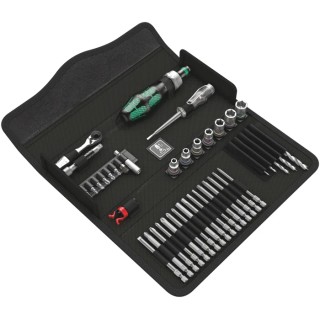 Wera 41 Piece Woodcraft Tool Kit with Universal Bit Holder, Voltage Tester, and Pouch 05135939001