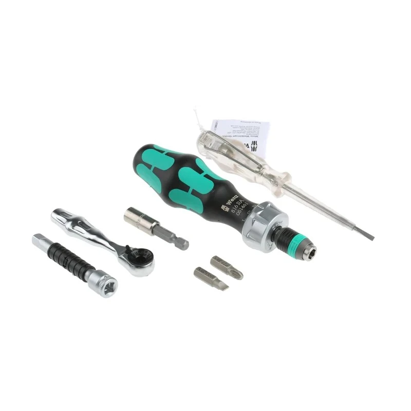 Wera 41 Piece Woodcraft Tool Kit with Universal Bit Holder, Voltage Tester, and Pouch 05135939001