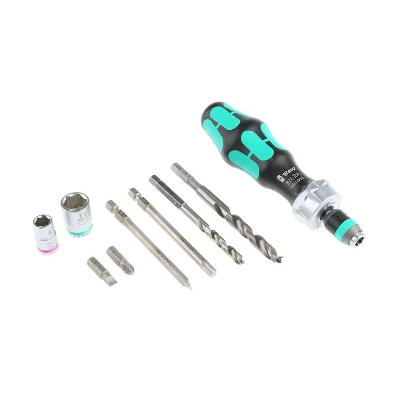 Wera 41 Piece Woodcraft Tool Kit with Universal Bit Holder, Voltage Tester, and Pouch 05135939001